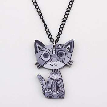 Acrylic Cat Necklace Pendant Chain Collar Choker Pendant Animal Fashion Jewelry