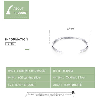 Pulsera Nada es Imposible de Plata de Ley 925