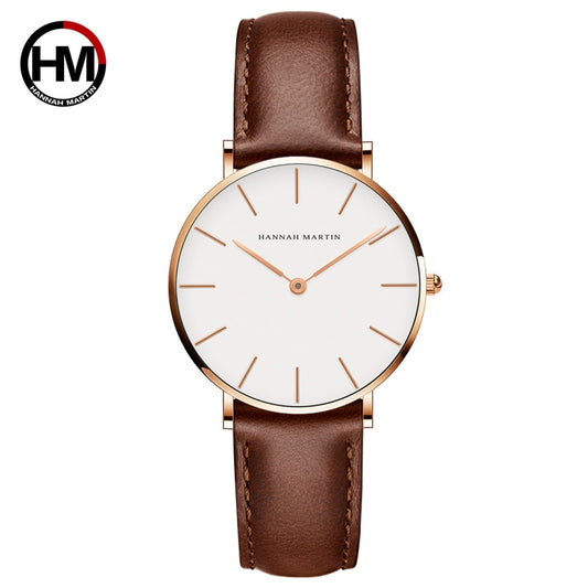 Fashion Simple Causal Leather Strap Female Waterproof Wristwatches