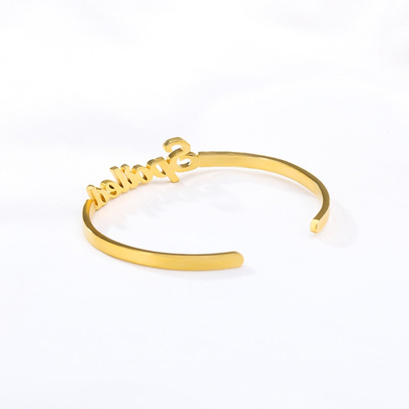 Gold Bangle Stainless Steel Adjustable Custom Name Bracelet