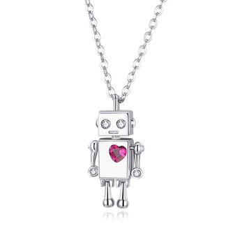 925 Sterling Silver Robot Lover Necklace