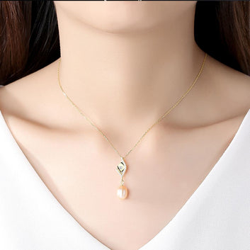 Collares colgantes de plata de ley 925 para mujer, joyería fina de compromiso, collar de perlas naturales redondas, regalos