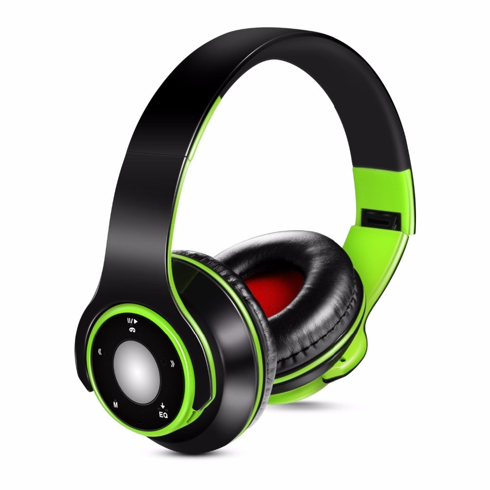 Foldable Colorful Wireless Stereo Bluetooth Over-Ear Headphones with Microphone