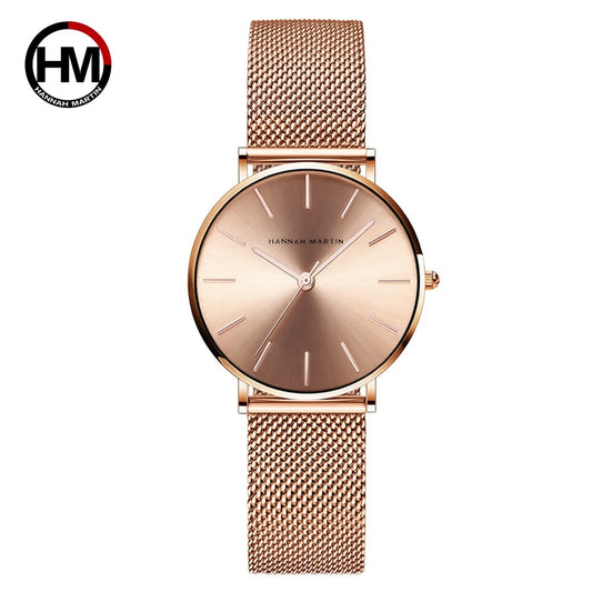 Reloj de pulsera de lujo para mujer, de acero inoxidable, resistente al agua, color oro rosa.
