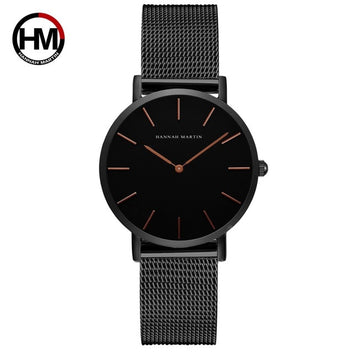 High Quality Women Stainless Steel Mesh Rose Gold Waterproof Ladies Watch