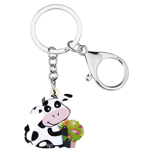 Acrylic Anime Dairy Cattle Cow Key Chains