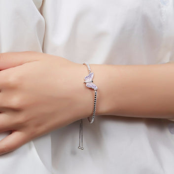 Pulsera ajustable de mariposa en plata de ley 925