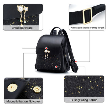 Women Patchwork Zipper Large Capacity Backpack