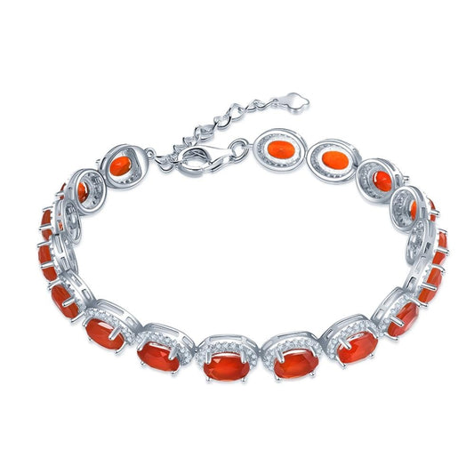 Pulsera de ágata natural con piedras preciosas de plata 925