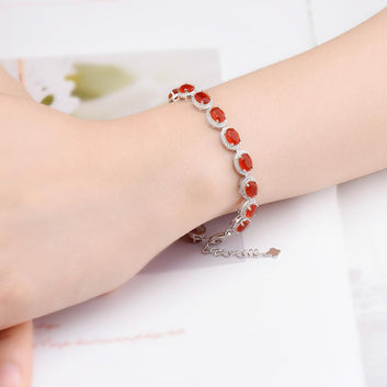 Pulsera de ágata natural con piedras preciosas de plata 925