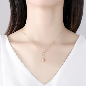Collar con colgante de perla de agua dulce natural, plata de ley 925, joyería encantadora