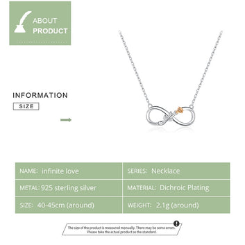 925 Sterling Silver Rose Flower Infinity Love Neckalce