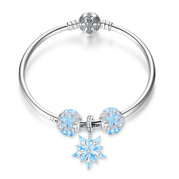 925 Sterling Silver Winter Snowflake Princess Bracelet