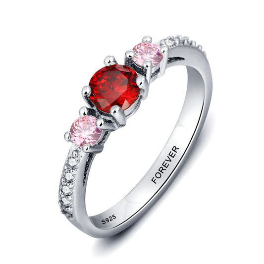 Personalized Engrave Names Birthstone 925 Sterling Silver Ring