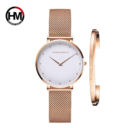 Reloj de acero inoxidable para mujer, sencillo, resistente al agua, de marca de lujo superior, a la moda.