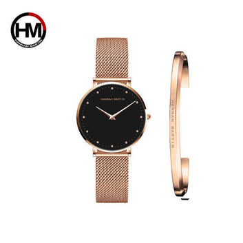 Reloj de acero inoxidable para mujer, sencillo, resistente al agua, de marca de lujo superior, a la moda.