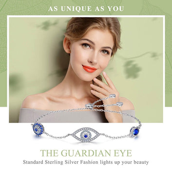 Pulsera de ojos azules de plata de ley 925