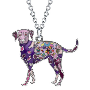 Floral Enamel Alloy Spot Dog Necklace Long Lovely Animal Pendant Jewelry