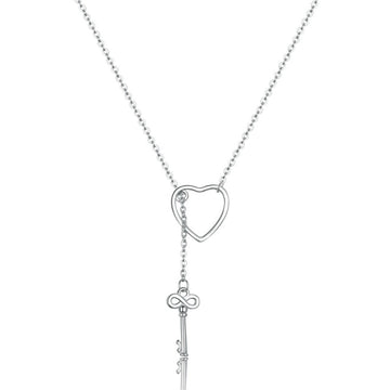 925 Sterling Silver Sweet Key of Heart Lock Necklace