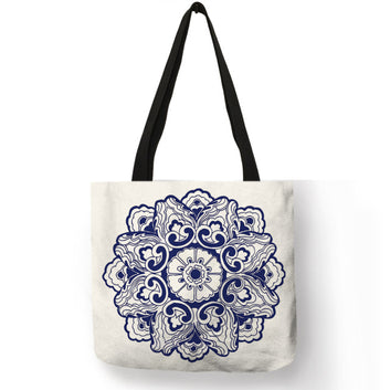 Elegante bolso de hombro de porcelana con diseño geométrico abstracto y floral