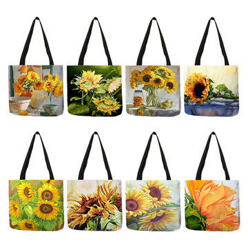 Excellent Bolso Oil Painting Style Sunflowers Shopping Tote Bag