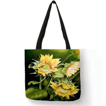 Excellent Bolso Oil Painting Style Sunflowers Shopping Tote Bag