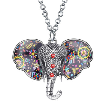 Collar de elefante floral de aleación chapado en oro antiguo