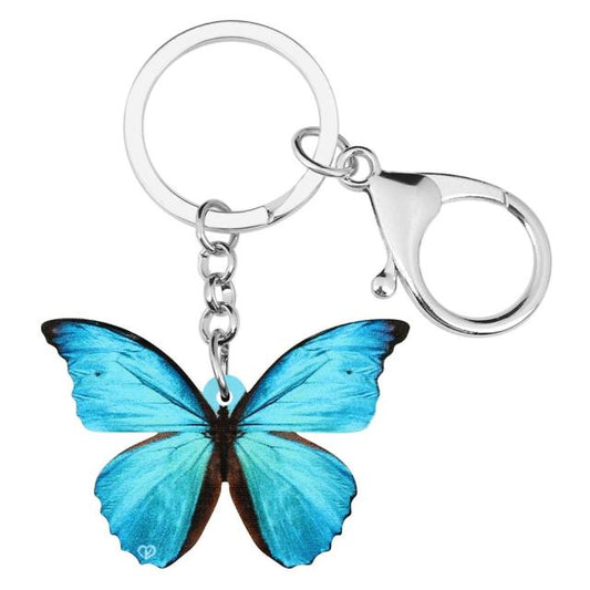 Llaveros de mariposa morfo azul acrílico