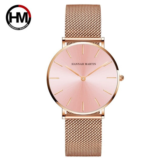 Stainless Steel Mesh Top Luxury Brand Rose Gold Waterproof Women Watch