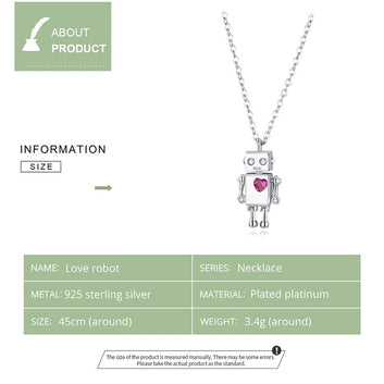 925 Sterling Silver Robot Lover Necklace
