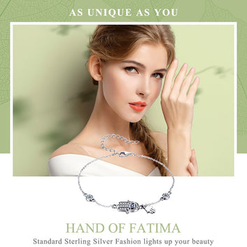 925 Sterling Silver Hand of Fatima Chain Bracelet