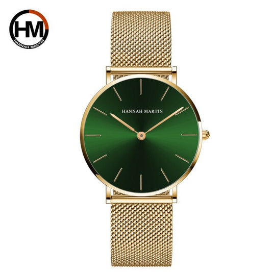 Reloj ultrafino resistente al agua para mujer, sencillo, de acero inoxidable, color oro rosa y negro