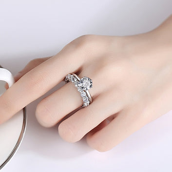 Anillo de compromiso de plata de ley 925 con moissanita auténtica