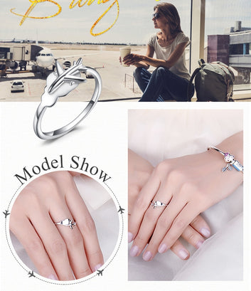Anillo de avión global en plata de ley 925