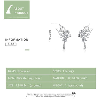 925 Silver Dancing Fairy with Wings Stud Earrings