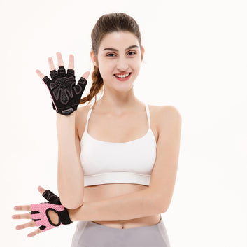 Guantes de gimnasio de medio dedo para mujer, para entrenamiento de fuerza, equitación deportiva, levantamiento de pesas, culturismo, senderismo, transpirables y antideslizantes.
