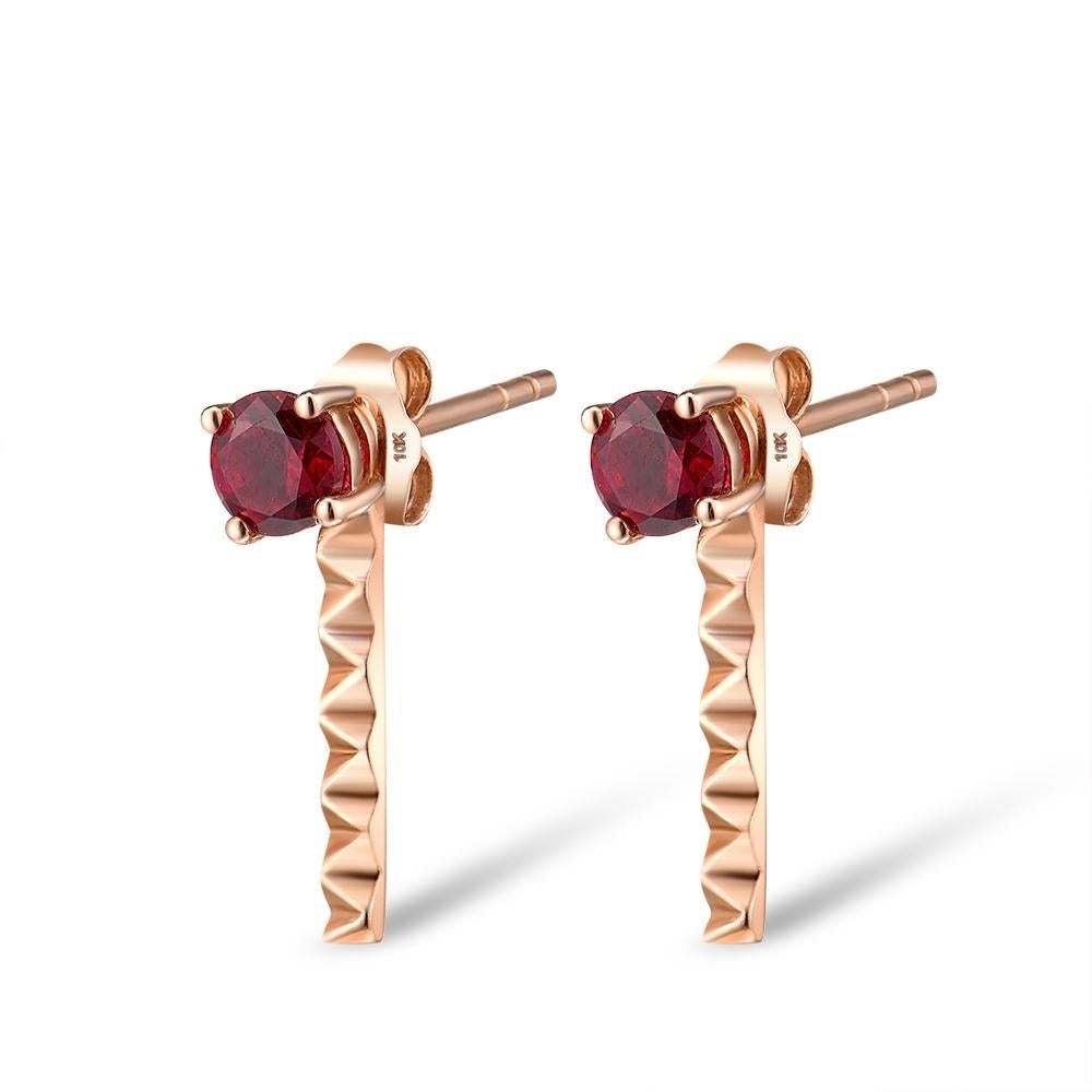 9K 375 Rose Gold Stud Earrings lab Created Ruby Elegant Trendy Gift Jewelry
