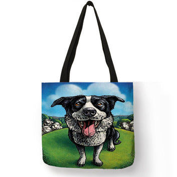Popular Watercolor Collie Dog Print Tote Bag