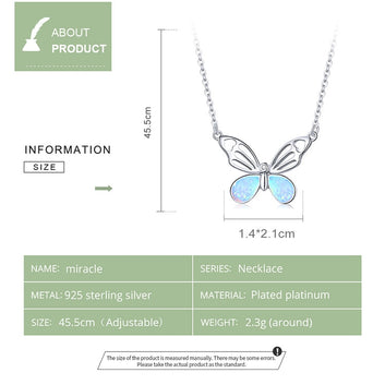 Collar de mariposa de ópalo en plata de ley 925
