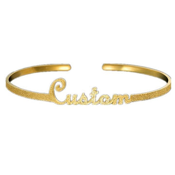 Custom Frosted Bangle Customized Name Personalize Stainless Steel Bracelet