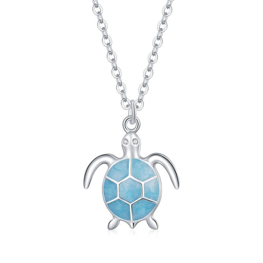 Collar de tortuga azul en plata de ley 925