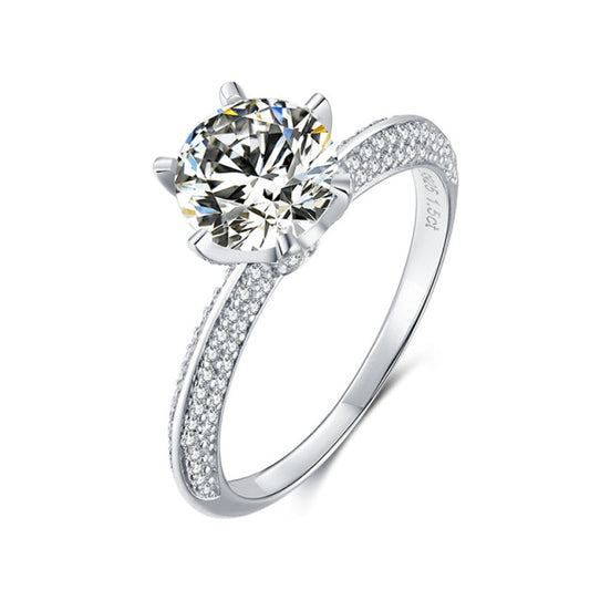 Anillo brillante de moissanita auténtica en plata de ley 925
