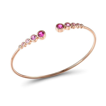 9K 375 Rose Gold lab Created Ruby Created Pink & white Sapphire Unique Bangle Bracelet