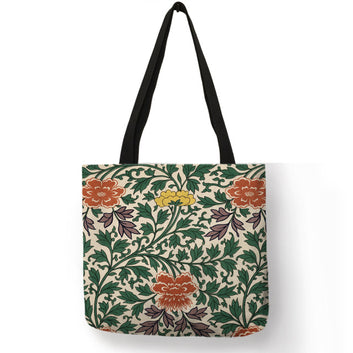 Exquisita bolsa de compras con estampado floral colorido