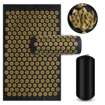 Pranamat Eco Lotus Spike Mat - Cojín de masaje de acupuntura con aplicador para cuello, pies, espalda, yoga y acupresión