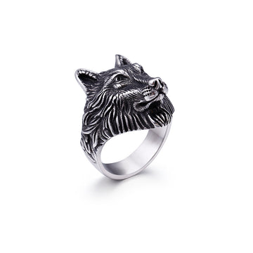 Wolf Punk Black Stainless Steel Gothic Style Ring