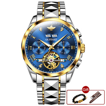 Luxury Automatic Watch Men Mechanical Tourbillon Sapphire Tungsten Steel Waterproof Wrist Watches