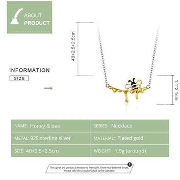 Collar de abeja de miel en plata de ley 925