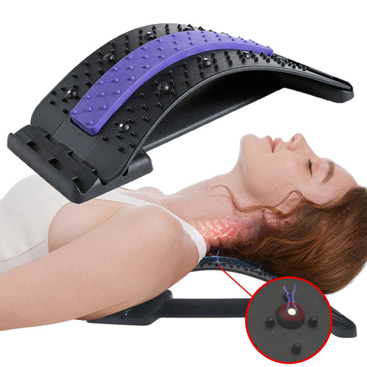 Masajeador de espalda con camilla, equipo mágico para aliviar la zona lumbar, camilla cervical, dispositivo de soporte lumbar para la columna vertebral, masajeador de espalda con terapia magnética.
