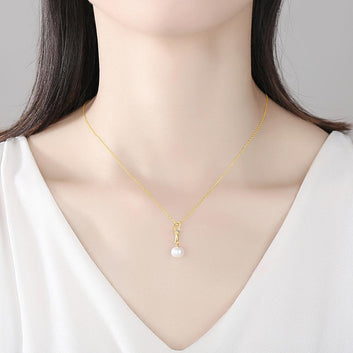 Collar con colgante de perla natural en forma de nudo, plata de ley 925, joyería fina
